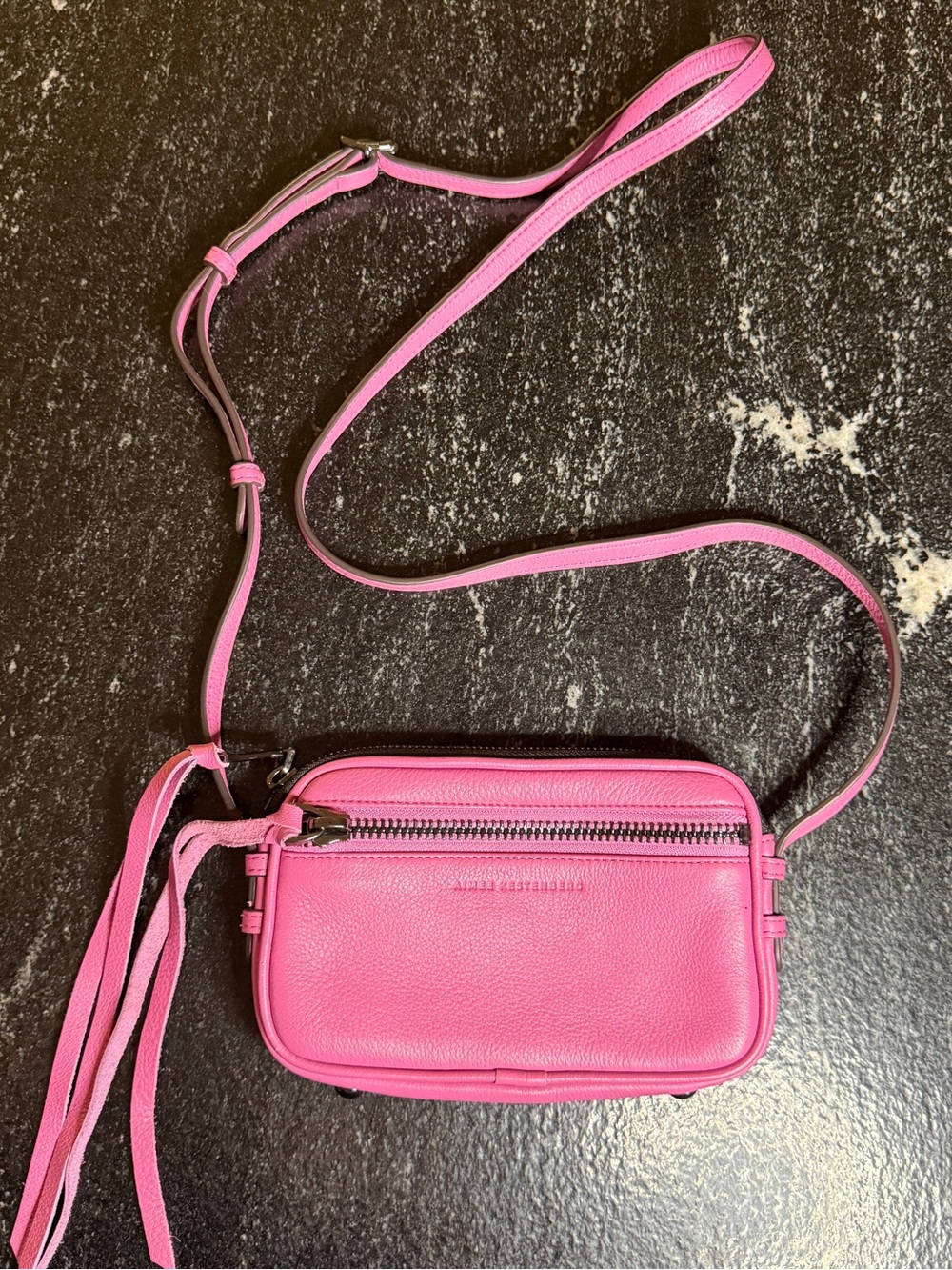 Aimee Kestenberg Hot Pink Leather Mini Crossbody with Tassel Zip